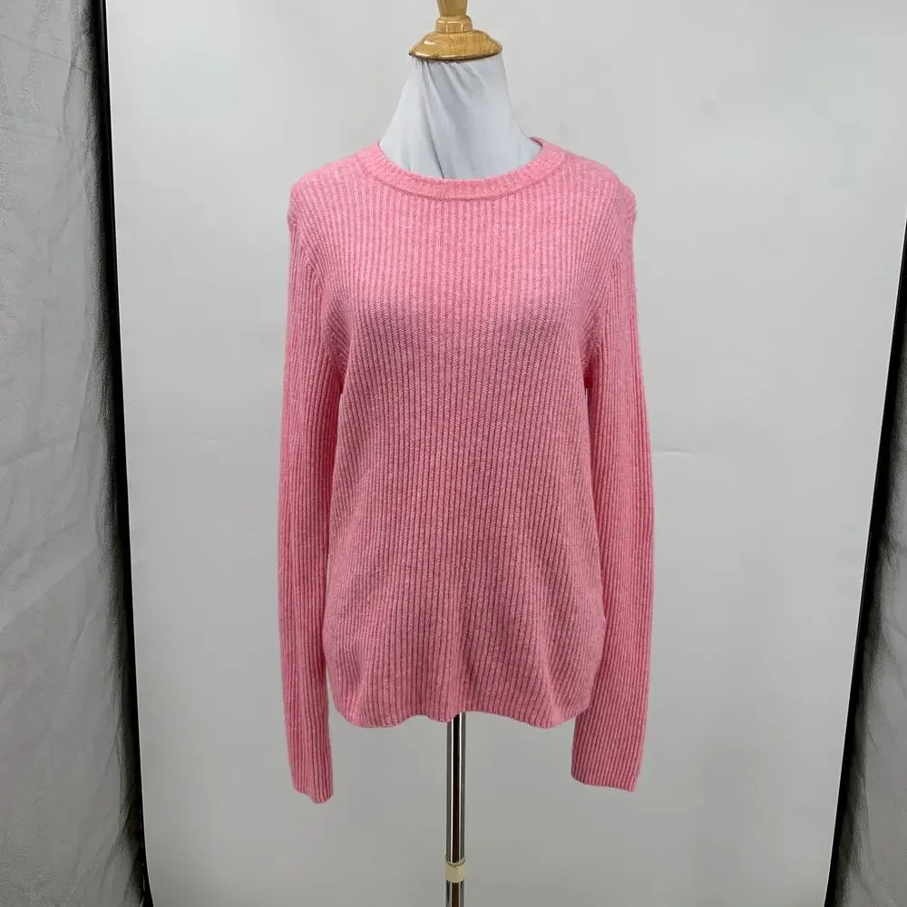 J Crew Sweater Womens L Large Bubble Gum Ribbed Crewneck Wool Blend Pullover